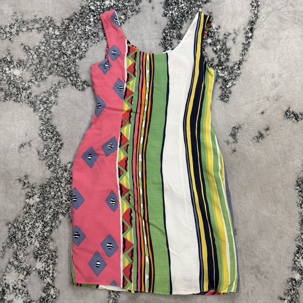 Jago Clothing Ireland Dress Women 12 Colorblock Abstract Print Sleeveless Sheath